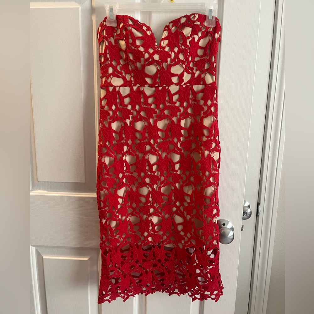Red lace dress